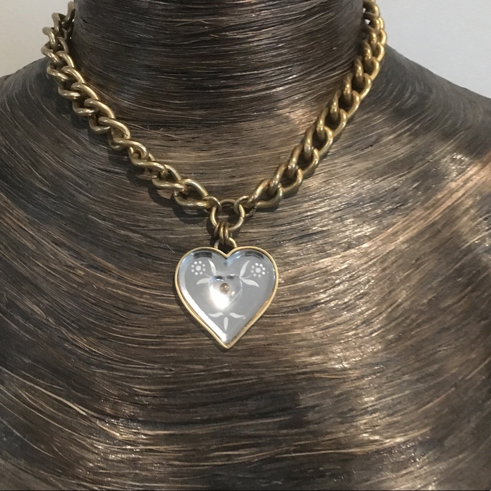 Juicy couture gold and glass heart necklace/choker